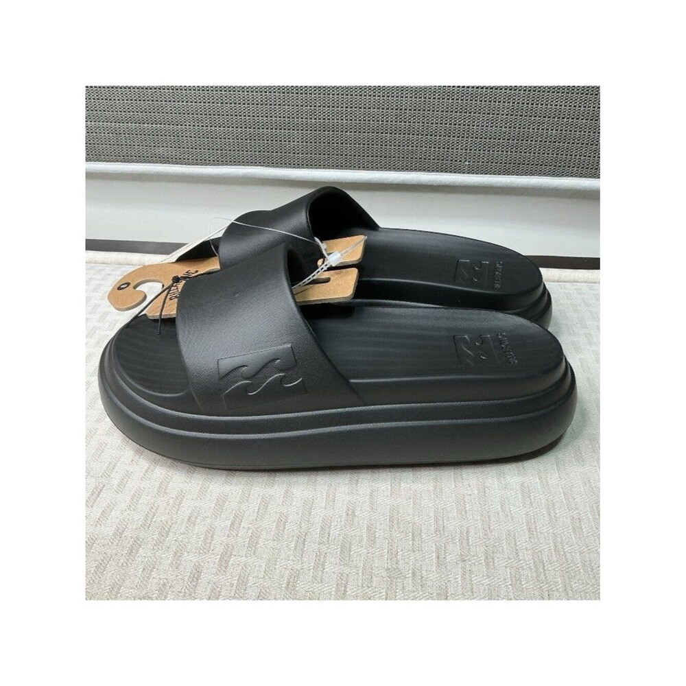 Billabong Women Size 8 Black Platform Cushion Slides Sandal Comfort Shoe NEW